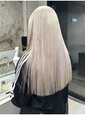 ペールピンクブロンドシルバーホワイトベージュ顔周りレイヤー