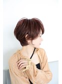 30代40代50代耳かけショート前髪あり丸みショートボブ白髪ぼかし