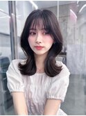 美髪韓国レイヤーイメチェン似合わせチェリーブラウンミニウルフ