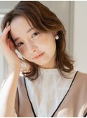 ブラウンベージュカラー 外ハネボブ ウルフカット くびれヘア