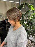 くびれショートボブ40代50代グレイカラー白髪染め白髪ぼかし