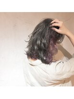 オースト ヘアー ステラ 新宿店(Aust hair Stella) インナーカラー ベビーピンク×カーキグレージュ　新宿 裾カラー