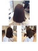 赤味の少ないベージュカラーで切りっぱなしのミディアムボブ☆
