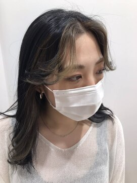 エヌプラス(N+) 黒髪グラデヘアーオリーブグレー小顔に見せるヘアココアベージュ