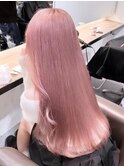 3568シルキーピンクベージュタイトストレート艶髪オルチャンヘア