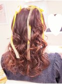編み込みツインハーフアップ／ヘアセット