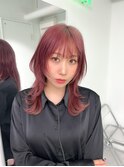 ▽□□▽ロングウルフ×ワインレッドカラー