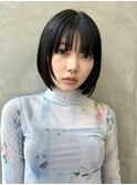 大人ボブ大人ショートボブ切りっぱなしボブ前髪あり前下がりボブ