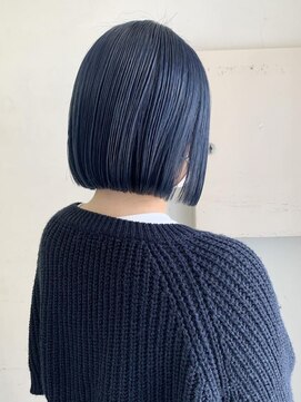 テトラ バイ ネオリーブ 横浜西口店(tetra by neolive) ボブ ブリーチ ダブルカラー ネイビー 横浜