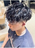 ツイストスパイラル波巻きパーマ刈り上げメンズパーマ