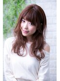 デザインカラー丸みショート無造作カールボブディロングヘアー