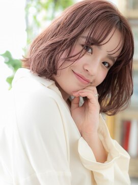 カバーヘア ブリス 北浦和(COVER HAIR bliss) ミルクティーピンク韓国風ゆる巻き大人ボブa北浦和20代30代40代