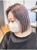 バレイヤージュボブ_チェリーブラウンフェミニンロング_ba398461