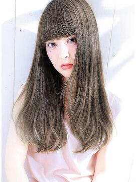 ルーヴル 西宮北口(Louvre) 髪質改善・パッツン前髪・グレーベージュ・艶髪ロング