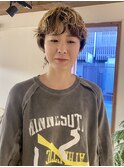 ショートマッシュベージュデジタル酸性ブリーチパーマボブ