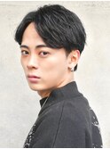 センターパート　フェザーパーマ