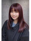 顔まわりカットが映える◎チェリーレッド20代30代40代