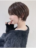 前髪あり耳掛け丸みくびれショートボブ20代30代40代50代(蘭)