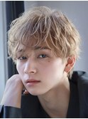 ミルクティーベージュニュアンスパーマ韓国マッシュグレー