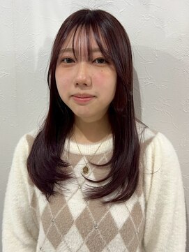 レイヤーカット 髪質改善 ワインレッド 顔周りカット 艶髪 20代