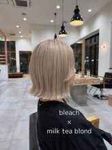 アース 武蔵境店(HAIR & MAKE EARTH)&nbsp;ミルクティーブロンドの透明感ボブ｜武蔵境でやわらかハイトーン