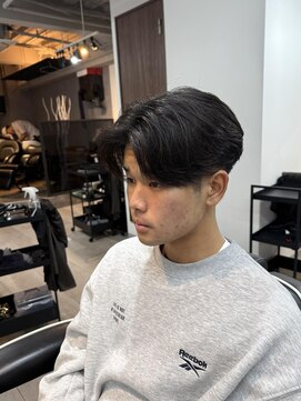 ロエメンズ(LOE men’s) リバースセンターパート/ニュアンスパーマ/ダウンバング