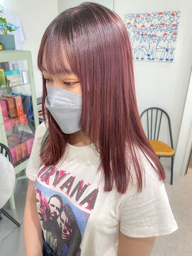 ヒビヲ(HIBIO) ダブルカラーピンクベージュピンクカラーケアブリーチミニボブ