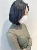 【田中杏実】大人ショートボブx艶髪ブルーブラック<青山>