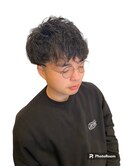 メンズ無造作束感フェードスパイラルパーママッシュナチュラル