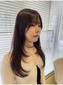 韓国ヘア/ナチュラルレイヤーカット/透明感グレージュ 難波