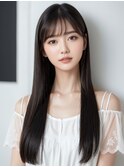 髪質改善ストレートロング黒髪清楚大人ロング