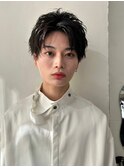 アップバング韓国マッシュブルーブラックスペインカール黒髪3