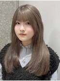 ミルクティーグレージュ小顔ウルフレイヤーくびれロングレイヤー