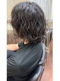 ボブウルフ　波巻きパーマ　波巻きスパイラルパーマ