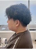 西川田波巻きスパイラルパーマ波巻きパーマセンターパートメンズ