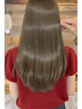 キース ヘアアンドメイク 恵比寿(kith. hair&make) 明るめブリーチなしオリーブベージュ赤み消し髪質改善カラー艶髪