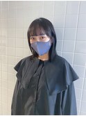 ストレートボブ×ブルーブラックカラー