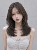 ザクザクレイヤー2wayバングミディアムヘアー
