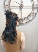 お団子ハーフアップ