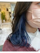 ブルー×インナーカラー　ネイビーブルー×イヤリングカラー