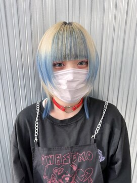 キバ(kva) ▽□□▽白金×水色のデザインカラー