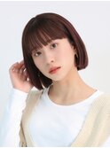 大人ボブ/20代30代40代/レッドブラウンフルバング似合わせカット