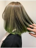 裾カラー,グリーン,ケアブリーチ【草加】