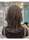 フェミニンロング◎オリーブグレー◎クラゲヘアーくびれウルフ◎