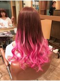 シールエクステを使ったpinkグラデ