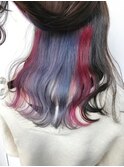 O-tete レッド系ラベンダーアッシュ系ミックスインナーカラー