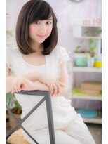 ミック 日暮里店(miq)&nbsp;黒髪ｘ斜めバングダークアッシュでしっとりワンカールa1