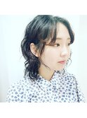 【松戸 藤原】シースルーバングミディアムウェーブ