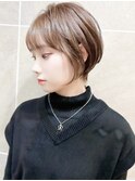 デザインカラーレイヤーカットウェットヘア夏オリーブベージュ