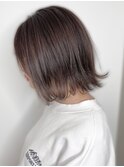 20代30代大人可愛い小顔ショートカット外ハネボブ艶感ブラウン